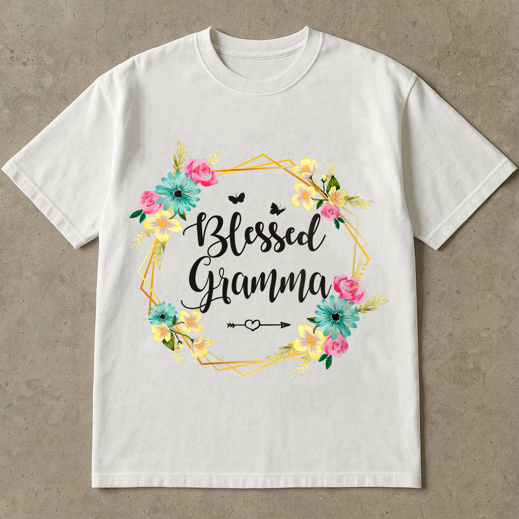 Blessed Gramma Shirt, Colorful Floral Tee for Grandma, Gift for Gramma, Cute Nana Shirt, Women's Flower Graphic Tee