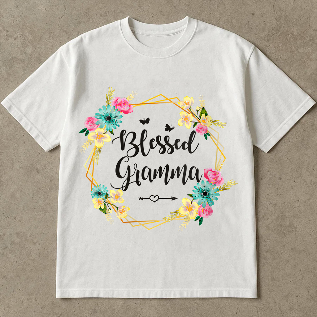 Blessed Gramma Shirt, Colorful Floral Tee for Grandma, Gift for Gramma, Cute Nana Shirt, Women's Flower Graphic Tee