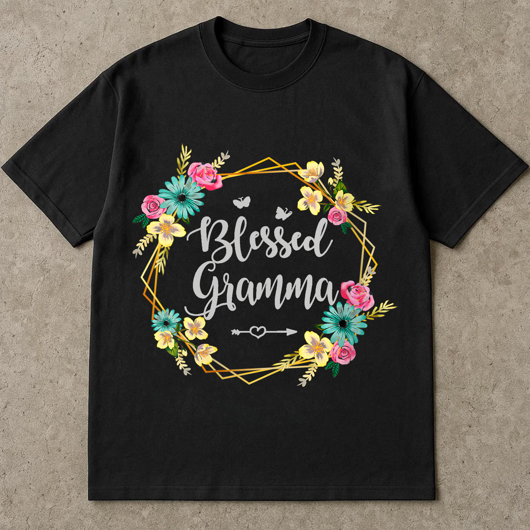 Blessed Gramma Shirt, Colorful Floral Tee for Grandma, Gift for Gramma, Cute Nana Shirt, Women's Flower Graphic Tee