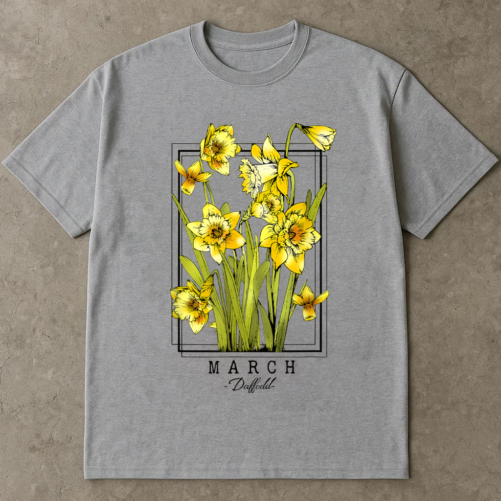 March Birth Flower Shirt, Daffodil Floral Graphic Tee, Vintage Botanical T-Shirt, Birthday Month Gift, Spring Wildflower Top