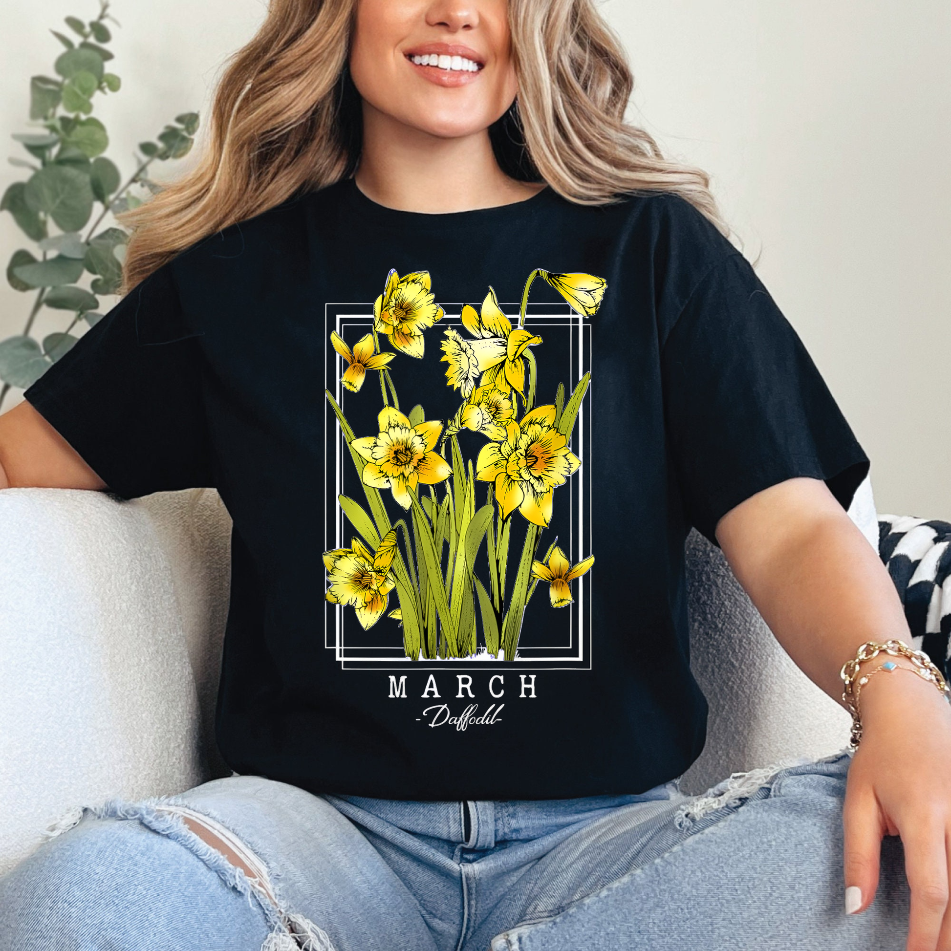 March Birth Flower Shirt, Daffodil Floral Graphic Tee, Vintage Botanical T-Shirt, Birthday Month Gift, Spring Wildflower Top