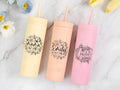 Personalized Flower Skinny Tumbler With Name, Custom Name Cup With Straw, Hot Cold Skinny Travel Mug, Bridesmaid Gift, Birthday Gift For Her Mother