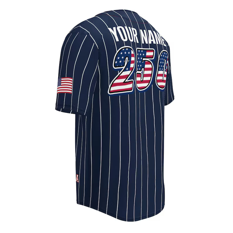 Personalized USA 250th Baseball Jersey, Red White and Blue, Custom Patriotic Shirt, Independence Day Apparel, 4th of July Custom Patriotic Baseball Jersey, 250th USA Name Number Shirt. BJPETAL04