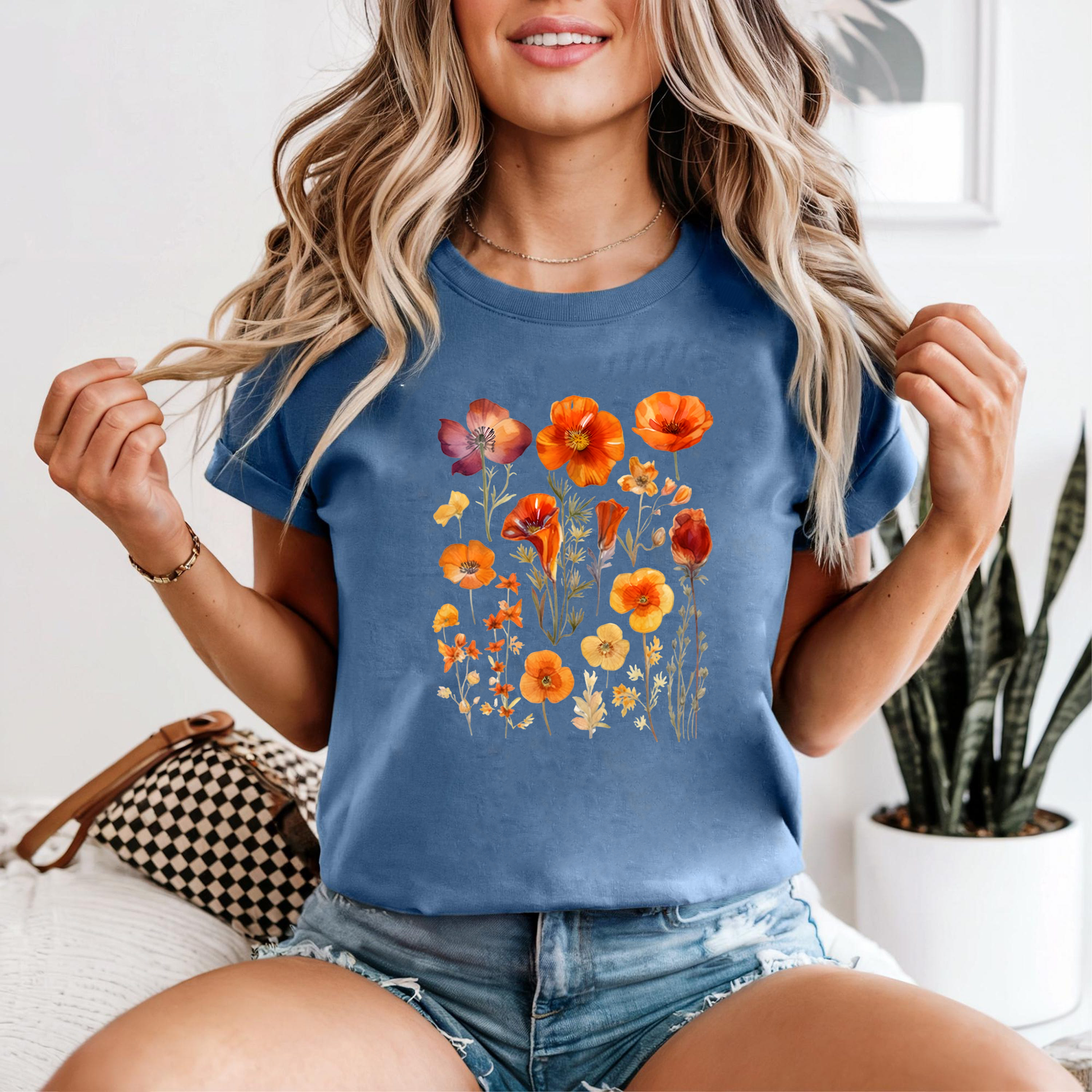 Orange California Poppy Shirt, Wildflower Graphic Tee, Boho Flower Shirt, Nature Lover Gift, Floral Aesthetic Shirt