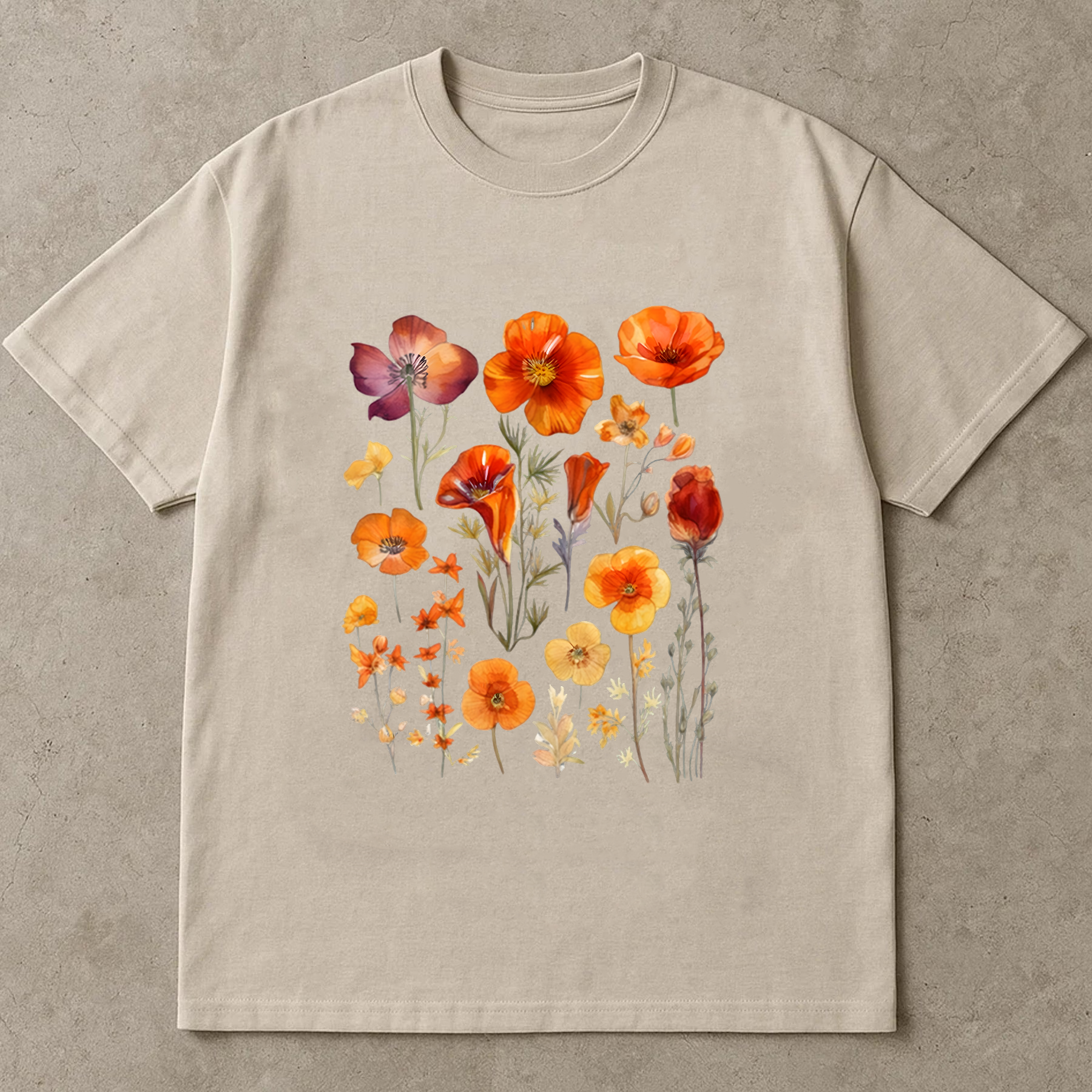 Orange California Poppy Shirt, Wildflower Graphic Tee, Boho Flower Shirt, Nature Lover Gift, Floral Aesthetic Shirt