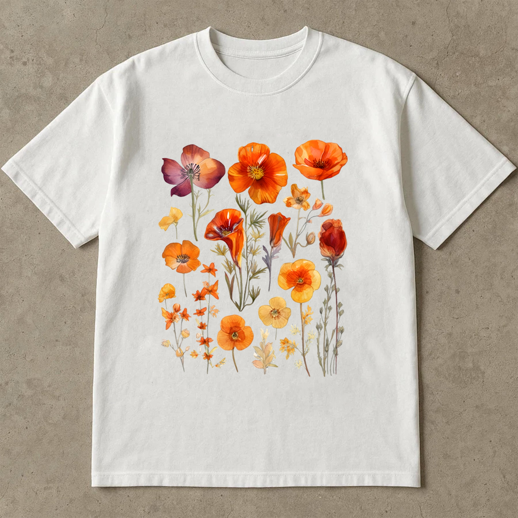 Orange California Poppy Shirt, Wildflower Graphic Tee, Boho Flower Shirt, Nature Lover Gift, Floral Aesthetic Shirt