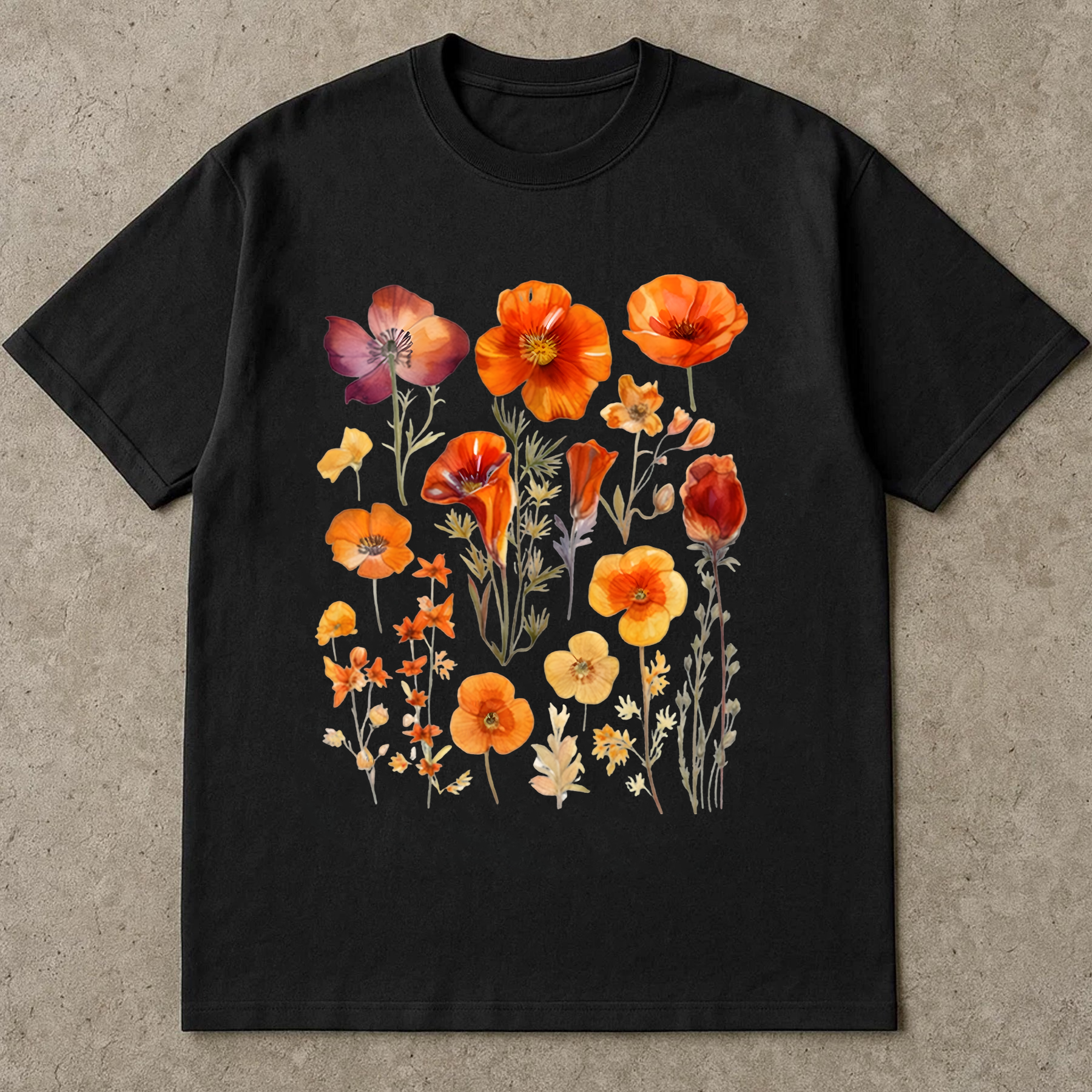 Orange California Poppy Shirt, Wildflower Graphic Tee, Boho Flower Shirt, Nature Lover Gift, Floral Aesthetic Shirt