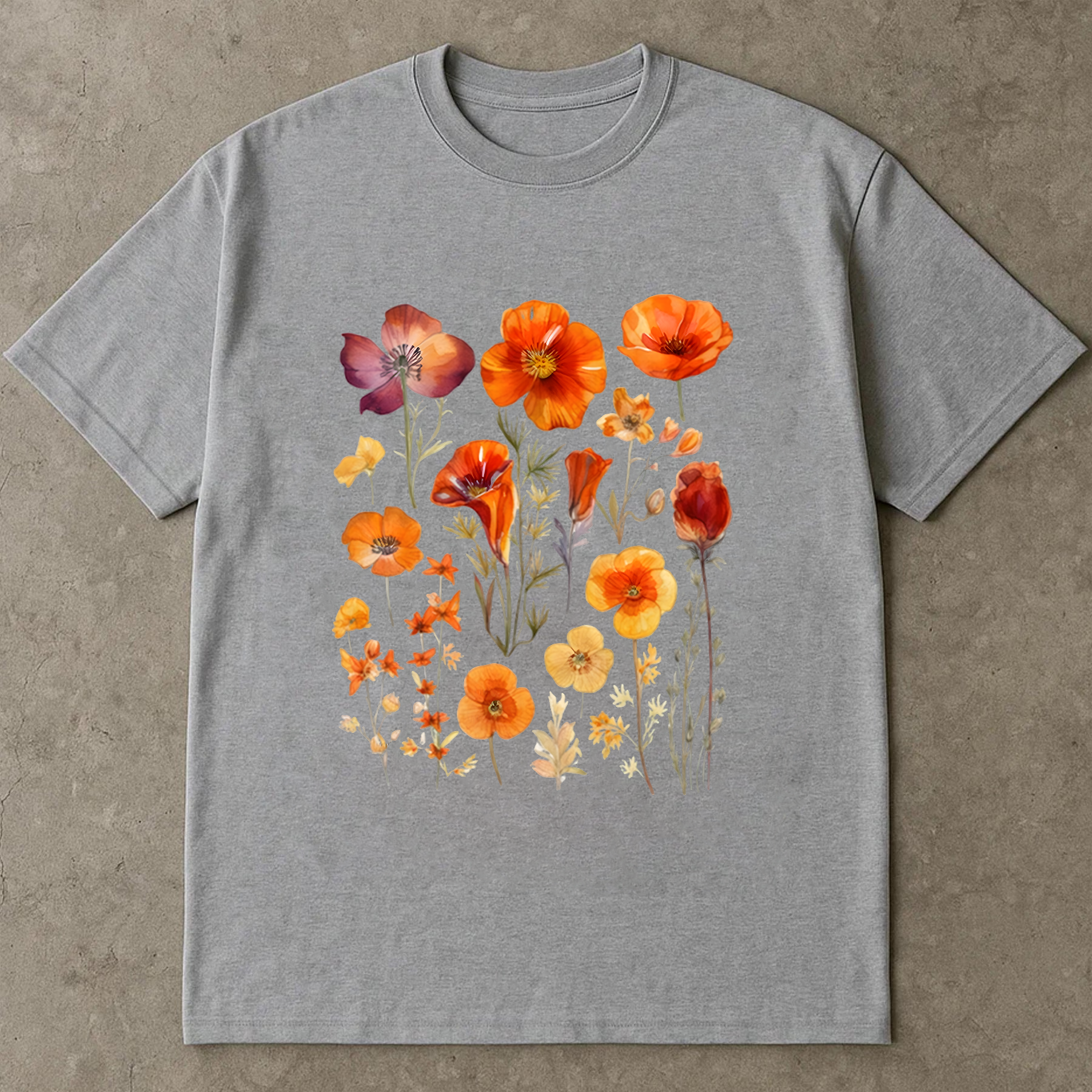 Orange California Poppy Shirt, Wildflower Graphic Tee, Boho Flower Shirt, Nature Lover Gift, Floral Aesthetic Shirt