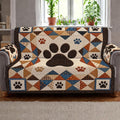 Pet Paw Patchwork Quilted Sofa Cover, Christmas Sofa Cover, Patchwork Couch Throw, Sofa Protector, Holiday Sofa Decor QUILTSOFA73