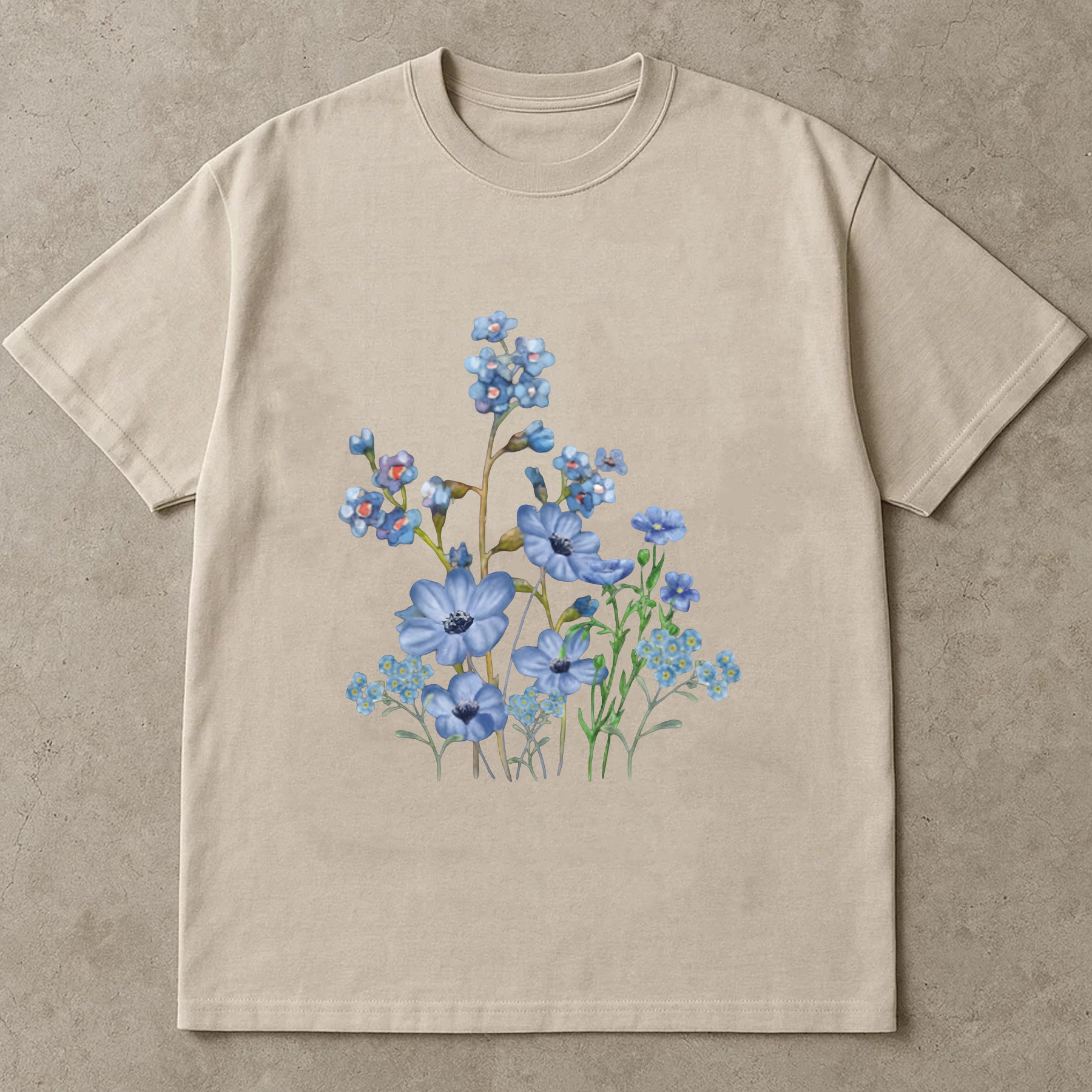 Blue Wildflower Shirt, Forget Me Not Flower Tee, Botanical Floral T-Shirt, Cottagecore Aesthetic Shirt, Nature Lover Gift