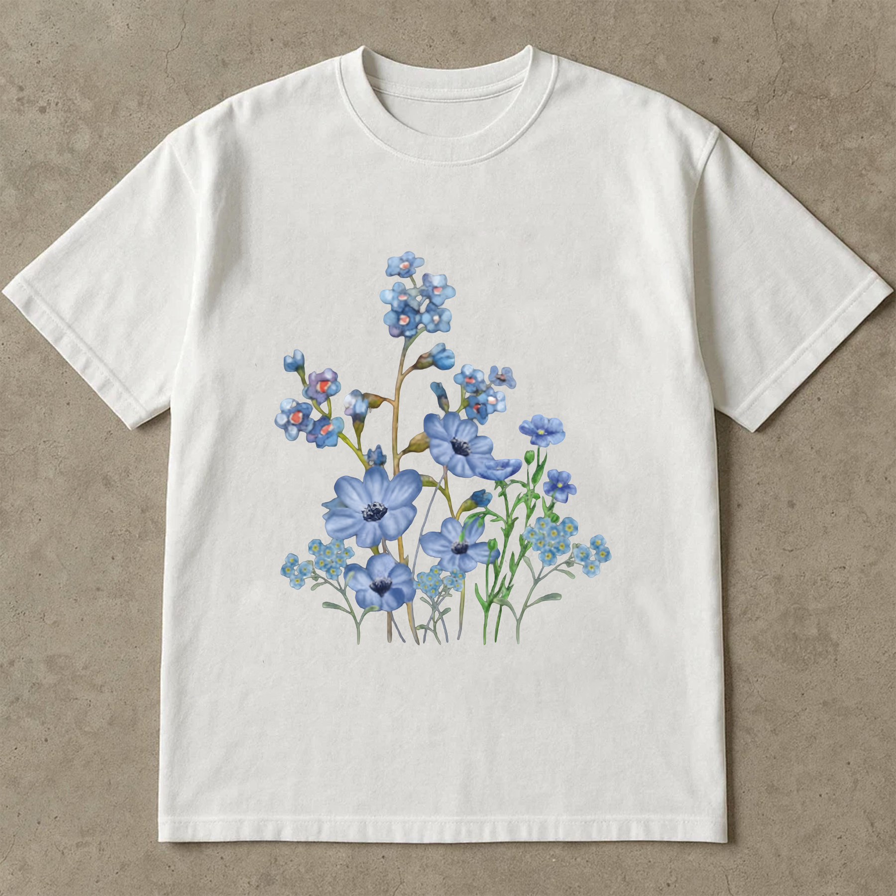 Blue Wildflower Shirt, Forget Me Not Flower Tee, Botanical Floral T-Shirt, Cottagecore Aesthetic Shirt, Nature Lover Gift