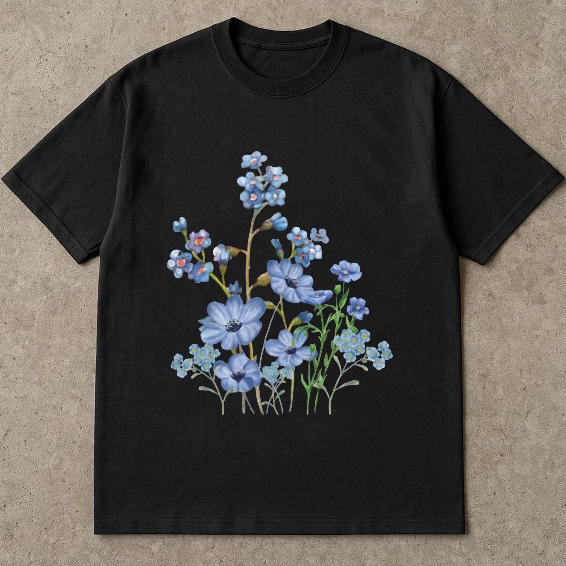 Blue Wildflower Shirt, Forget Me Not Flower Tee, Botanical Floral T-Shirt, Cottagecore Aesthetic Shirt, Nature Lover Gift