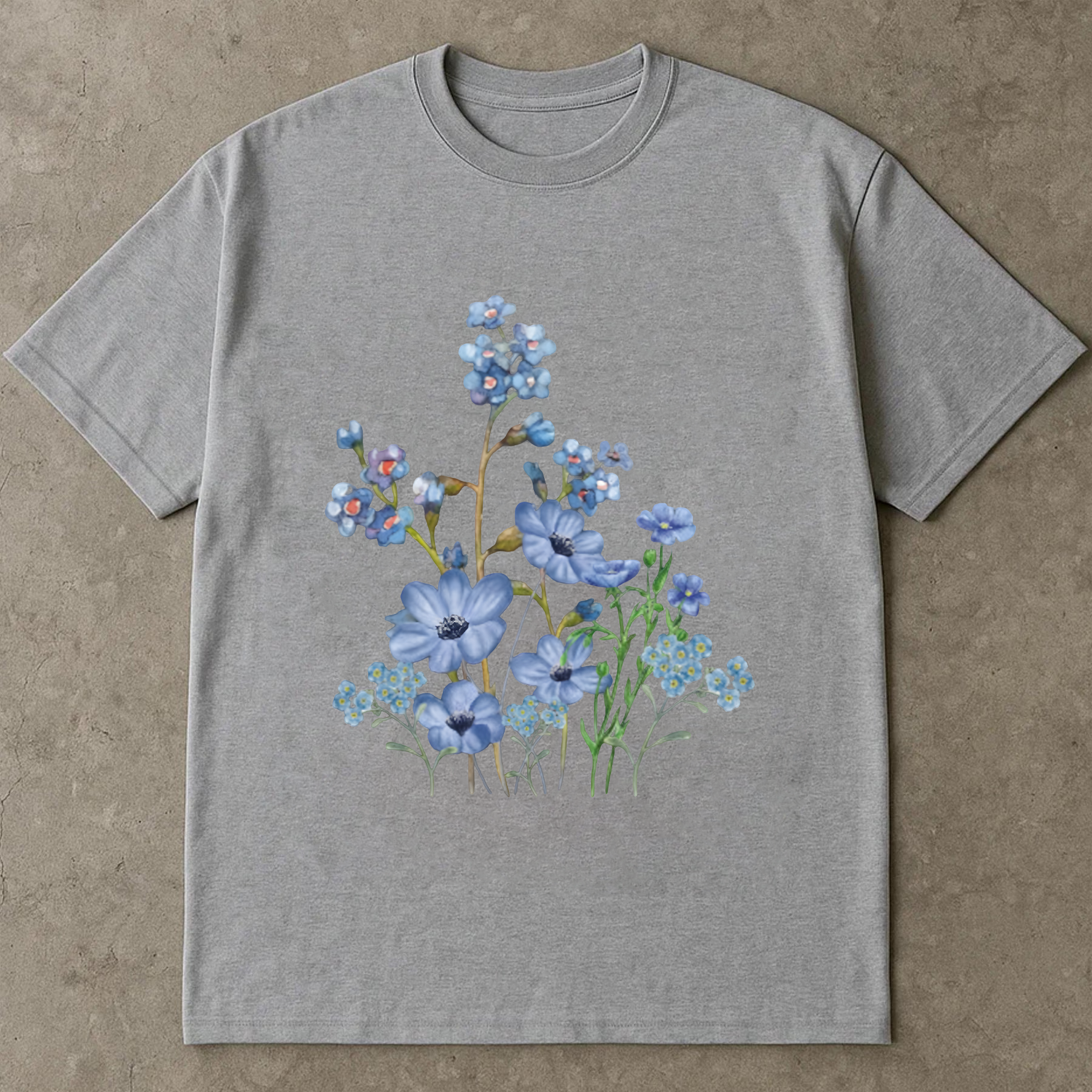 Blue Wildflower Shirt, Forget Me Not Flower Tee, Botanical Floral T-Shirt, Cottagecore Aesthetic Shirt, Nature Lover Gift