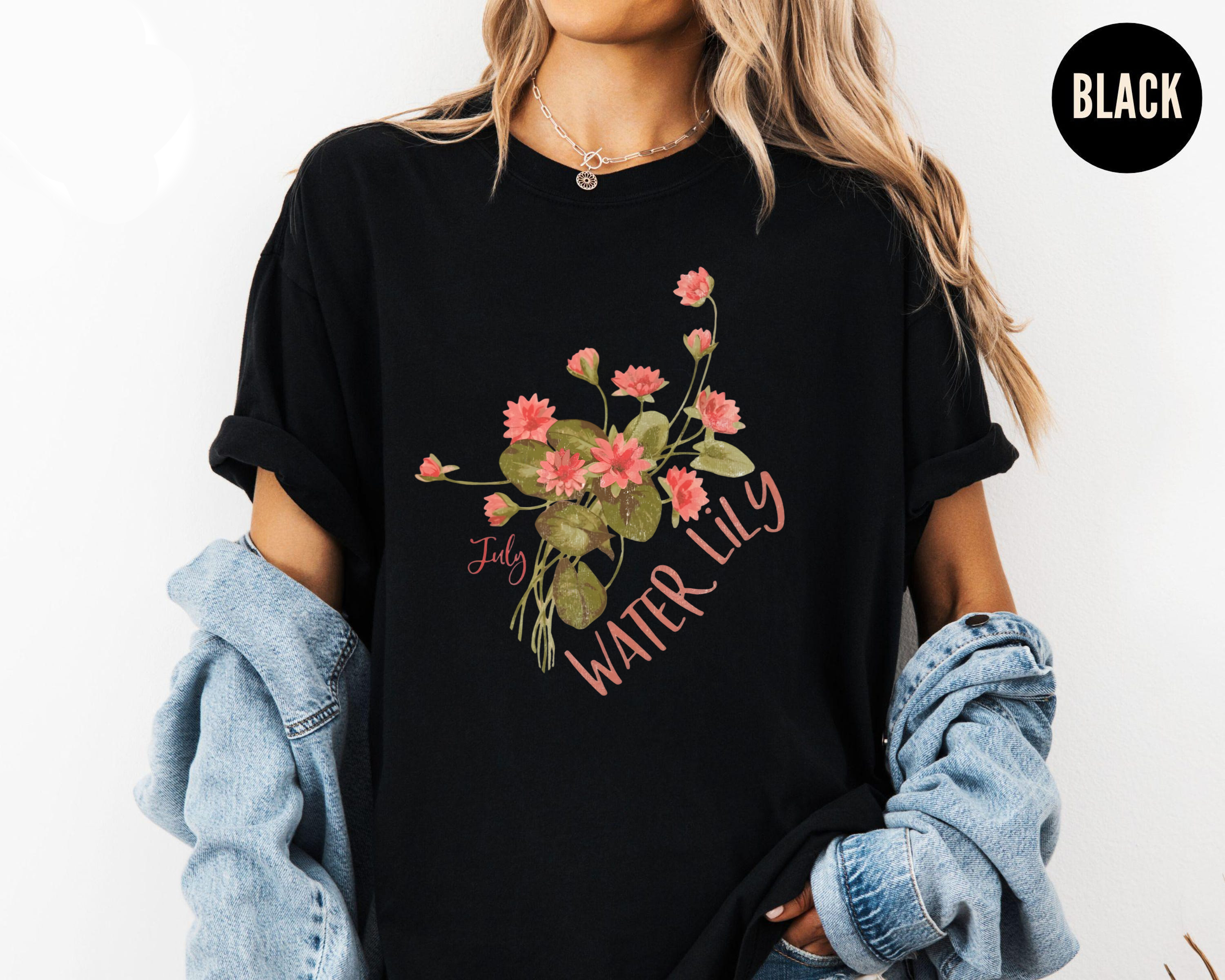 Water Lily July Birth Flower Shirt, Floral Birthday Tee, Botanical Lily T-Shirt, Summer Aesthetic Gift, Nature Lover Shirt