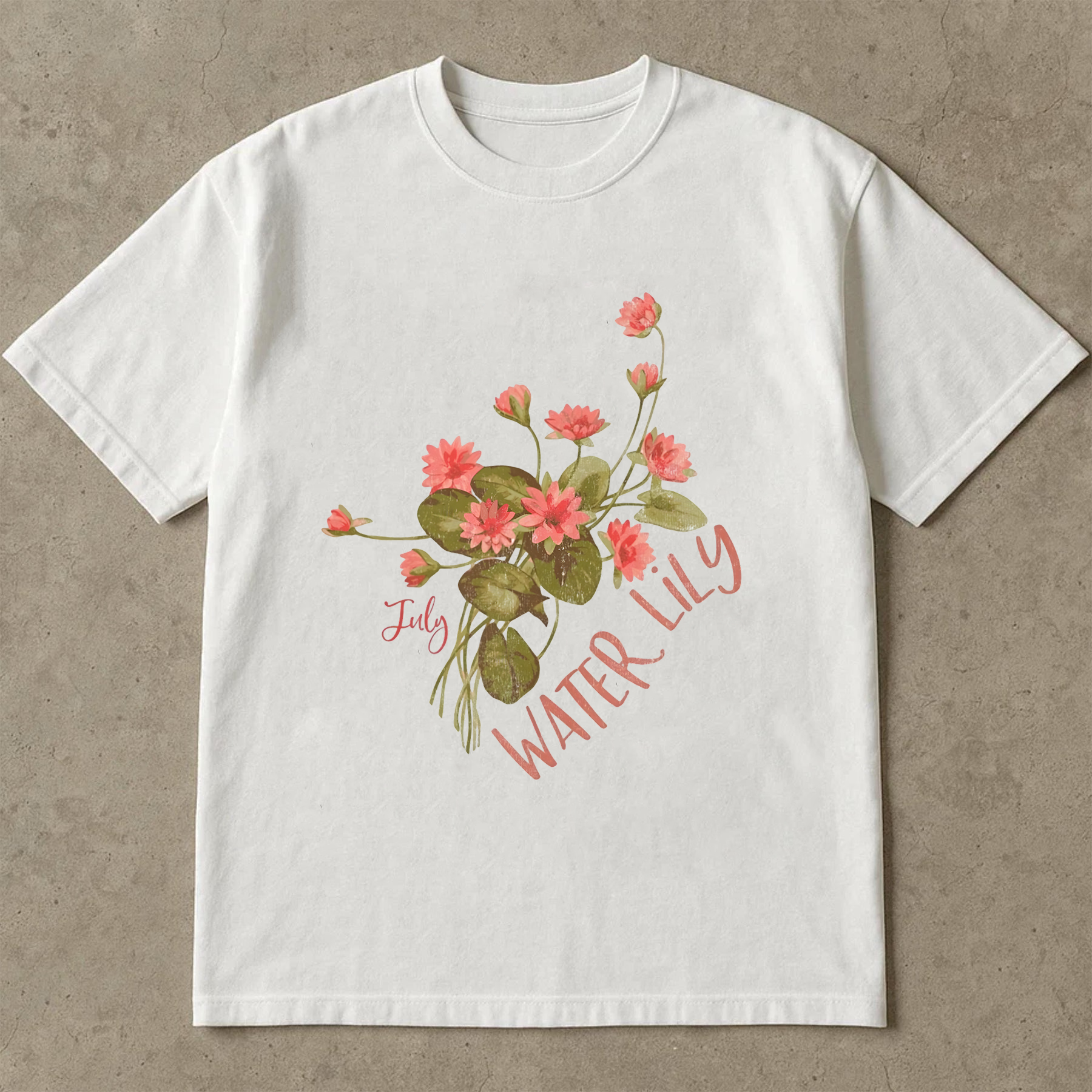 Water Lily July Birth Flower Shirt, Floral Birthday Tee, Botanical Lily T-Shirt, Summer Aesthetic Gift, Nature Lover Shirt
