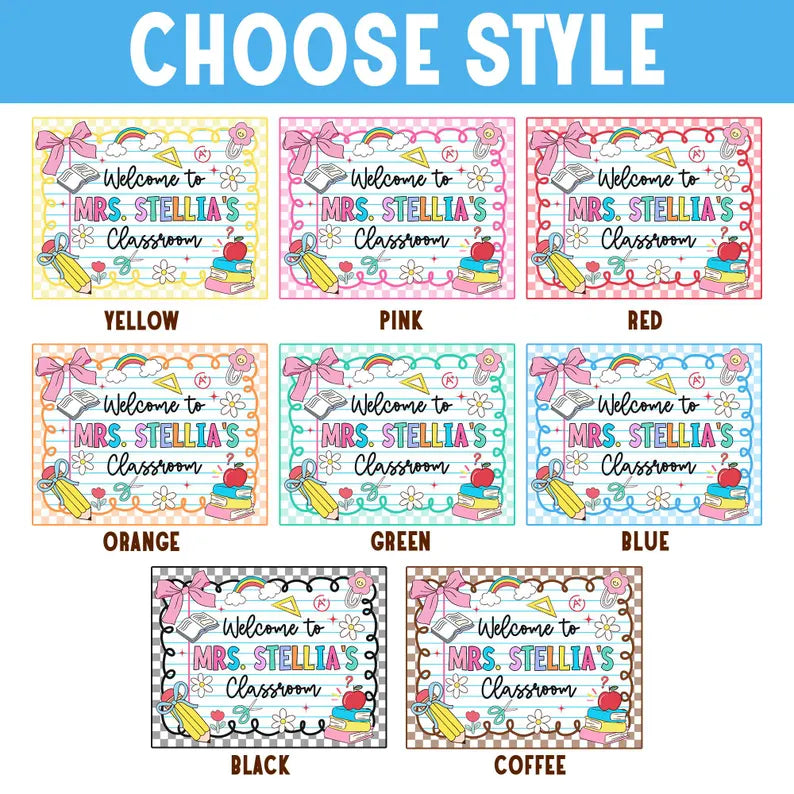 Personalized Teacher Tapestry, Custom Welcome Classroom Banner with Name, Back To School, First Day of School Gifts, Gift for Teacher. CBPETAL01