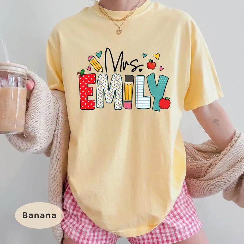 Custom Teacher Shirt, Personalized Teacher Name T-Shirt, Teachers Appreciation Gift, Back to School Shirt, Teacher Team Tee. SPETAL12