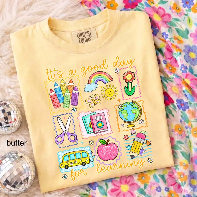 Comfort Colors Teacher Life Shirt, It's a Good Day for Learning, Be Kind TShirt, Back to School Shirt, Team Elementary T-Shirt School Supply. SPETAL1