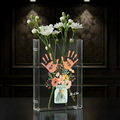 Personalized Mom’s Garden Birth Month Flower Book Vase – Custom Kid Handprint Design, Meaningful Mother’s Day Gift for Mom or Grandma
