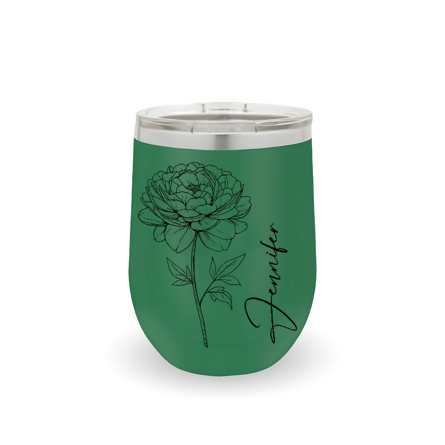 Personalized Birth Flower Wine Tumbler, Custom Stainless Steel Insulated Cup with Name, Floral Birthday Gift for Her