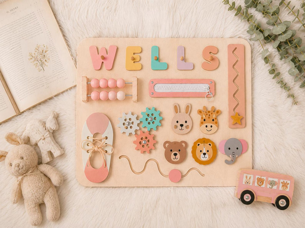 Personalized Wooden Name Puzzle, Custom Montessori Busy Board for Toddlers, Baby Name Puzzle Gift, First Birthday Gift, Baby Boy Girl Toy. NPPETAL5
