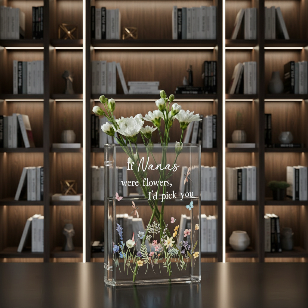 Personalized 'If Nanas Were Flowers' Book Vase – Custom Floral Design, Perfect Gift for Nana or Grandma