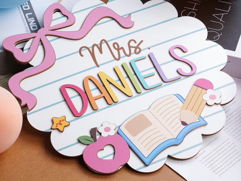 Personalized 3D Teacher Door Sign, Back to School Classroom Decor, Teacher Appreciation Gifts. DHPETAL12