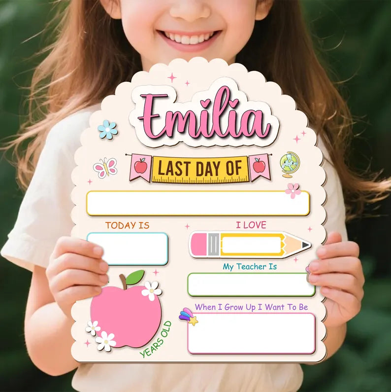 Personalized First and Last Day of School Sign: Back to School Board, Graduation Gifts, Preschool Kindergarten 1st Day of School Sign. SBPETAL10