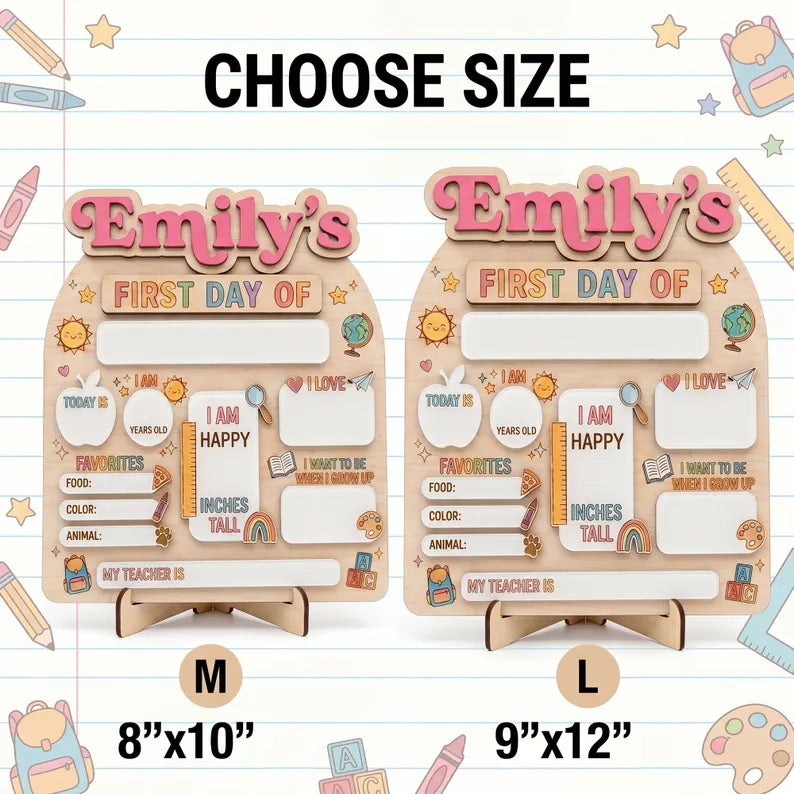 Custom First Day of School Sign, Back to School Board, Preschool Kindergarten 1st Day of School Sign, Last Day of School Keepsake. SBPETAL08
