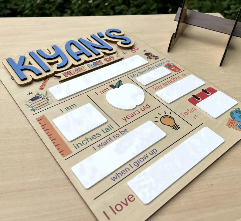 Customizable First and Last Day of School Sign Board, Dry Erase Name Board, Preschool Photo Prop, School Milestone Keepsake. SBPETAL04