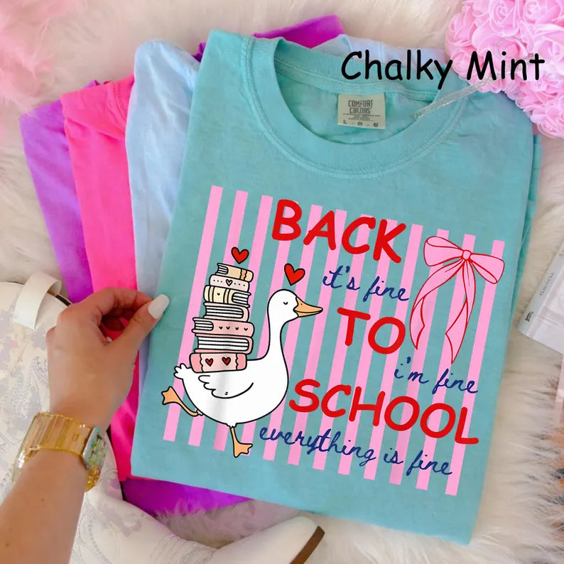Silly Goose Teacher Comfort Colors Shirt, Everything Is Fine Teacher Tee, Funny Back to School Shirt, Cute Goose Teacher Life T-Shirt. SPETAL2
