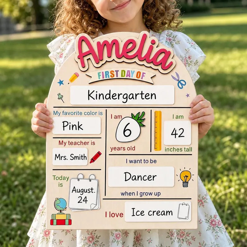 Custom First & Last Day of School Sign, Personalized Back to School Dry Erase Board, Preschool Photo Prop, School Milestone Keepsake. SBPETAL03