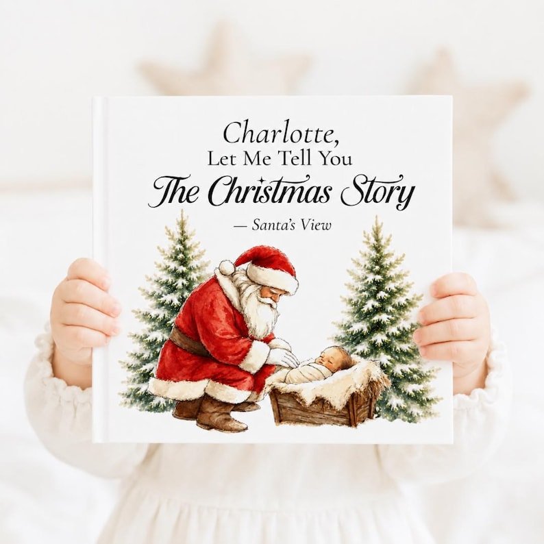 Personalized Santa Christmas Gift for Kids, Custom Christmas Book, Personalized Story Book, Christian Christmas Gift, Child's Name Book PBOOK08