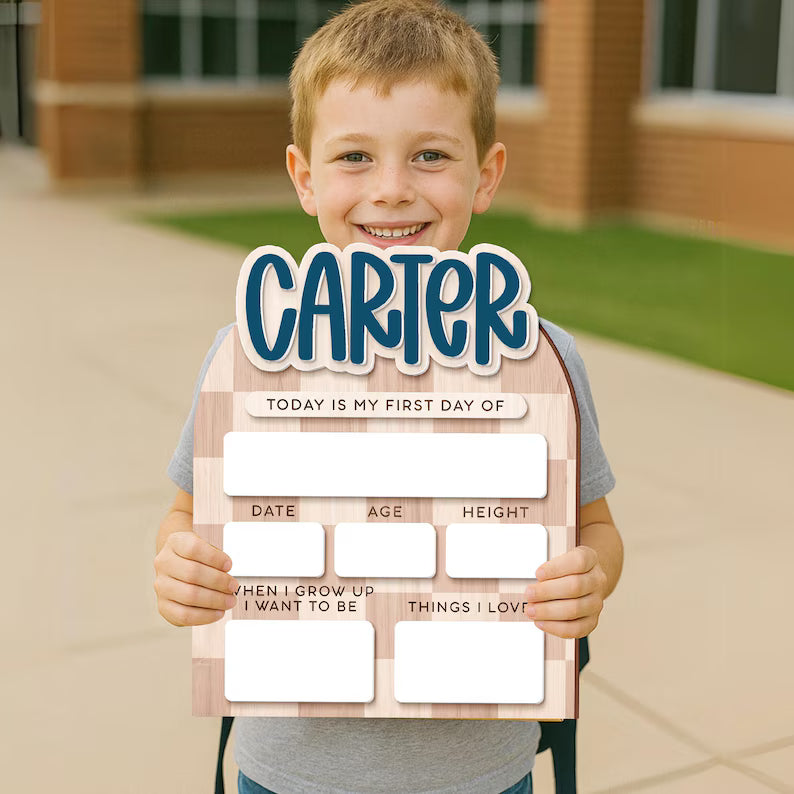 Custom First Day of School Sign, Back to School Board, Preschool Kindergarten 1st Day of School Sign, Last Day of School Keepsake. SBPETAL02