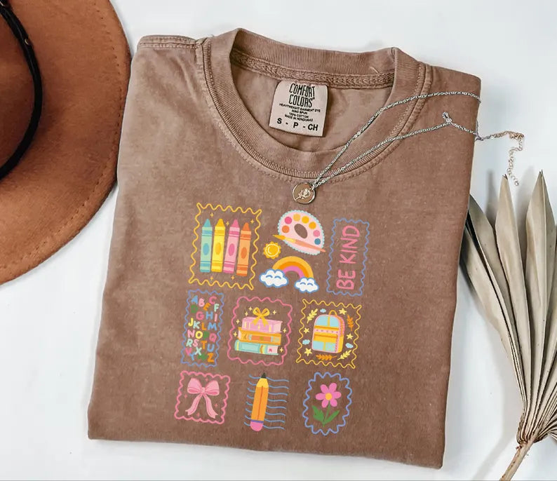 Comfort Colors® Teacher Life Shirt, Cute Be Kind Shirt, Back to School Shirt, Team Elementary School Teacher Shirt, School Supply Shirt. SPETAL13