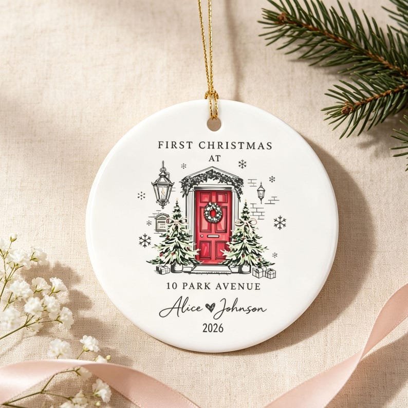 First Christmas In Our New Home Ornament, New House Christmas Ornament, Our First Home Keepsake, First Home 2026, Wedding Christmas Gift CERAMIC07