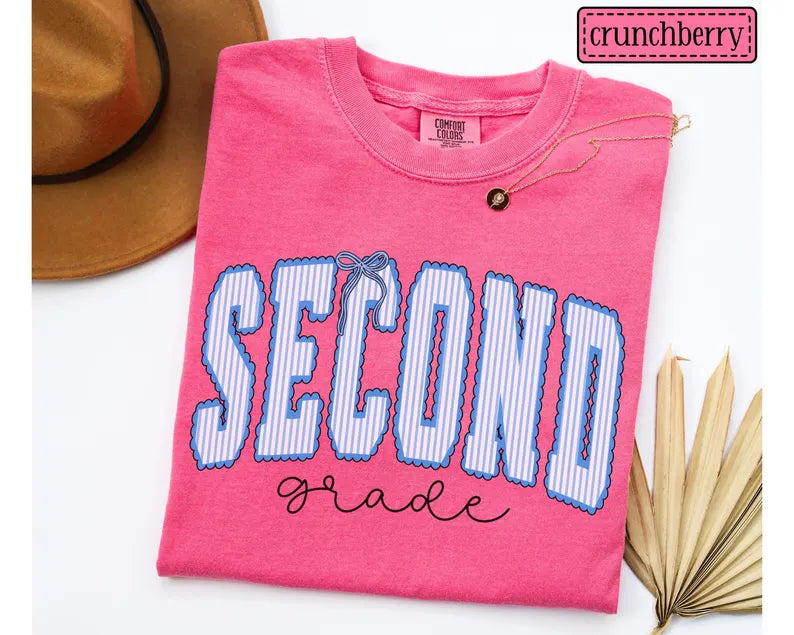 Second Grade Teacher Shirt • Comfort Colors 2nd Grade Teacher Tshirt • Second Grade Back To School Teacher Gift • Striped Seersucker Teacher. SPETAL17