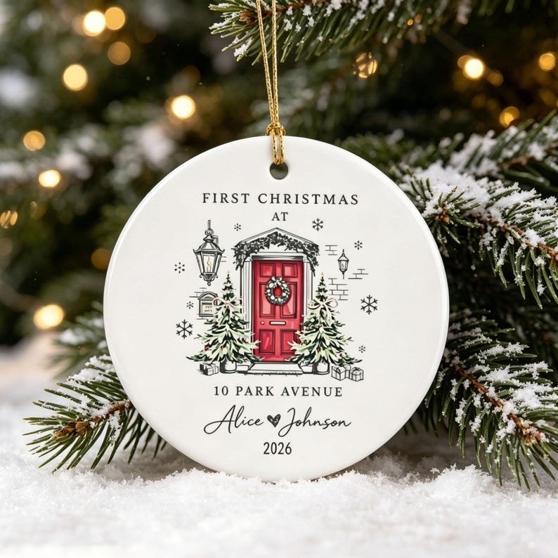 First Christmas In Our New Home Ornament, New House Christmas Ornament, Our First Home Keepsake, First Home 2026, Wedding Christmas Gift CERAMIC07