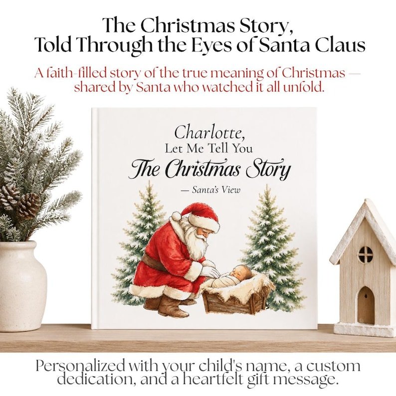Personalized Santa Christmas Gift for Kids, Custom Christmas Book, Personalized Story Book, Christian Christmas Gift, Child's Name Book PBOOK08