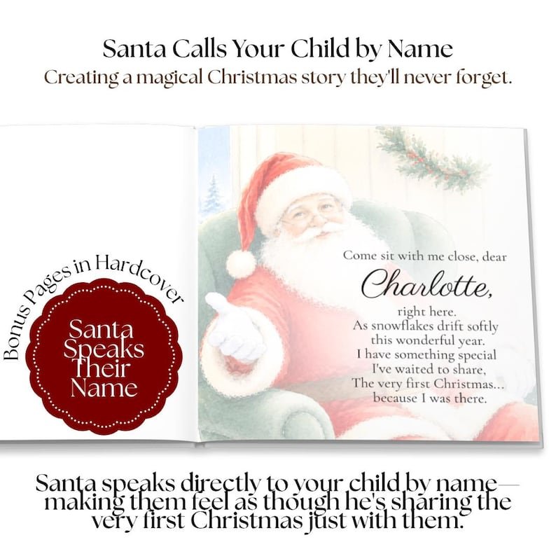 Personalized Santa Christmas Gift for Kids, Custom Christmas Book, Personalized Story Book, Christian Christmas Gift, Child's Name Book PBOOK08
