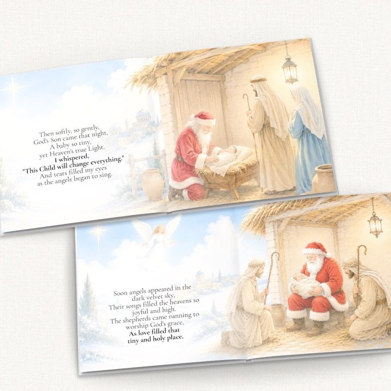 Personalized Santa Christmas Gift for Kids, Custom Christmas Book, Personalized Story Book, Christian Christmas Gift, Child's Name Book PBOOK08