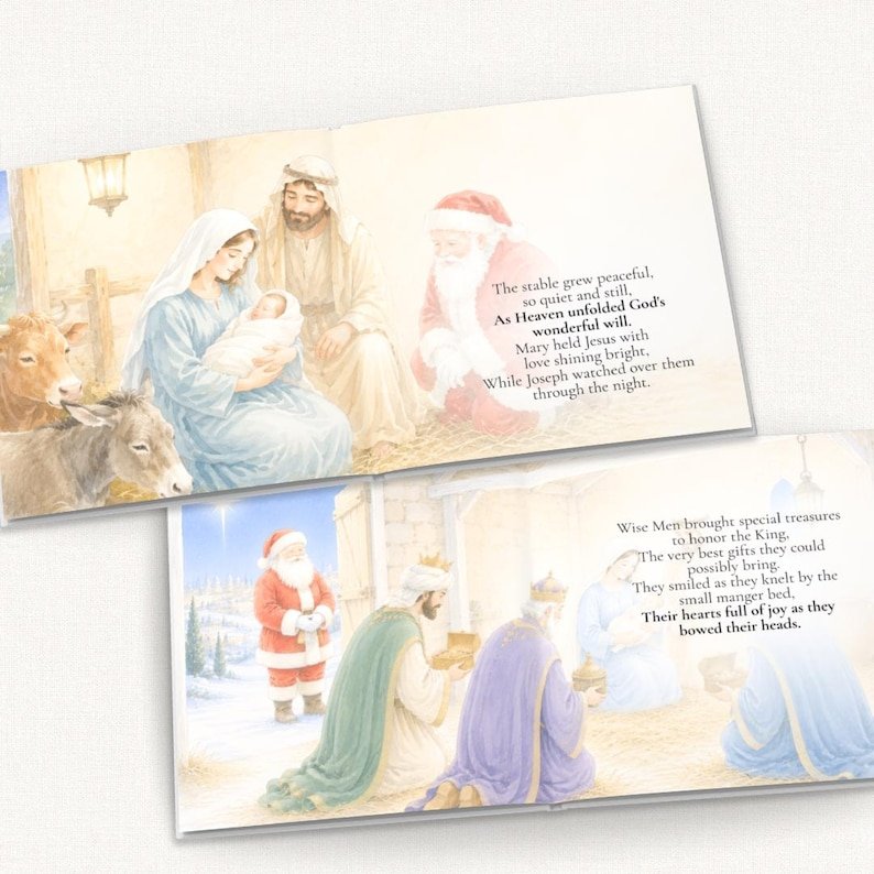 Personalized Santa Christmas Gift for Kids, Custom Christmas Book, Personalized Story Book, Christian Christmas Gift, Child's Name Book PBOOK08