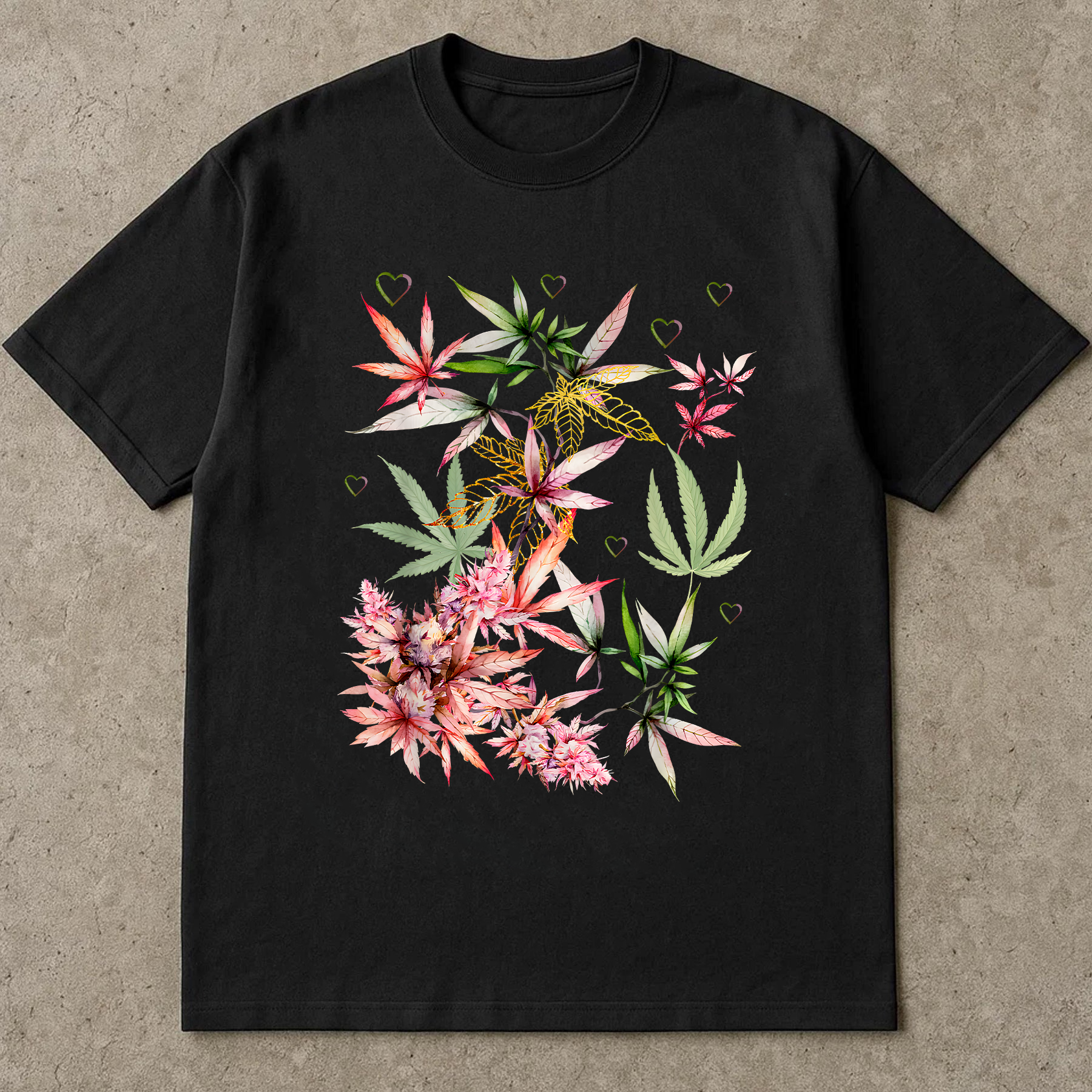 Cannabis Leaf Shirt, Trippy Marijuana Graphic Tee, Boho Stoner T-Shirt, Festival Rave Weed Shirt, Colorful Hippie Tee