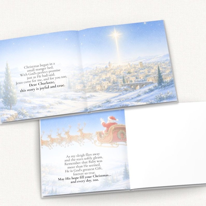 Personalized Santa Christmas Gift for Kids, Custom Christmas Book, Personalized Story Book, Christian Christmas Gift, Child's Name Book PBOOK08