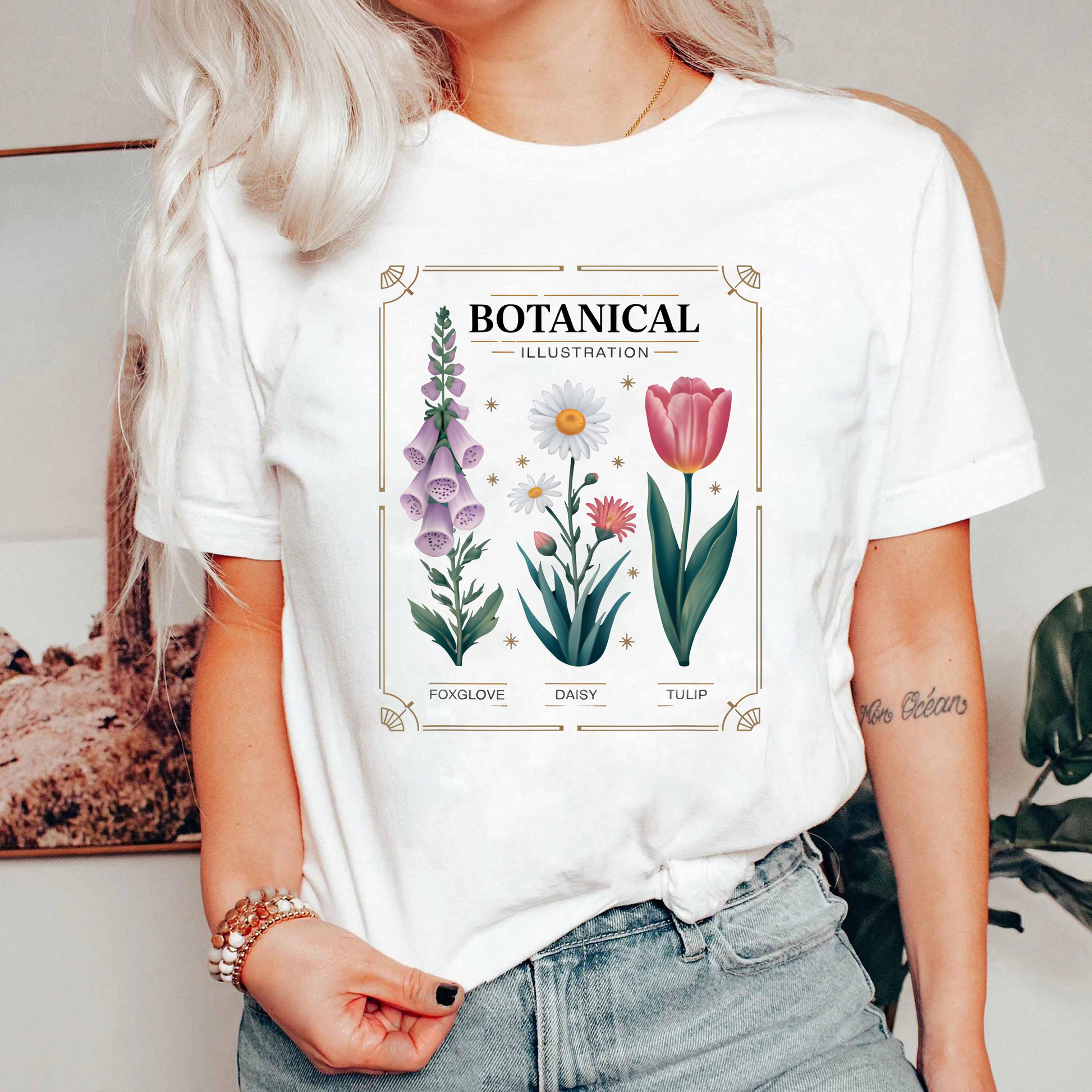 Vintage Botanical Shirt, Floral Graphic Tee, Cottagecore Flower T-Shirt, Aesthetic Plant Tee, Foxglove Daisy Tulip Art