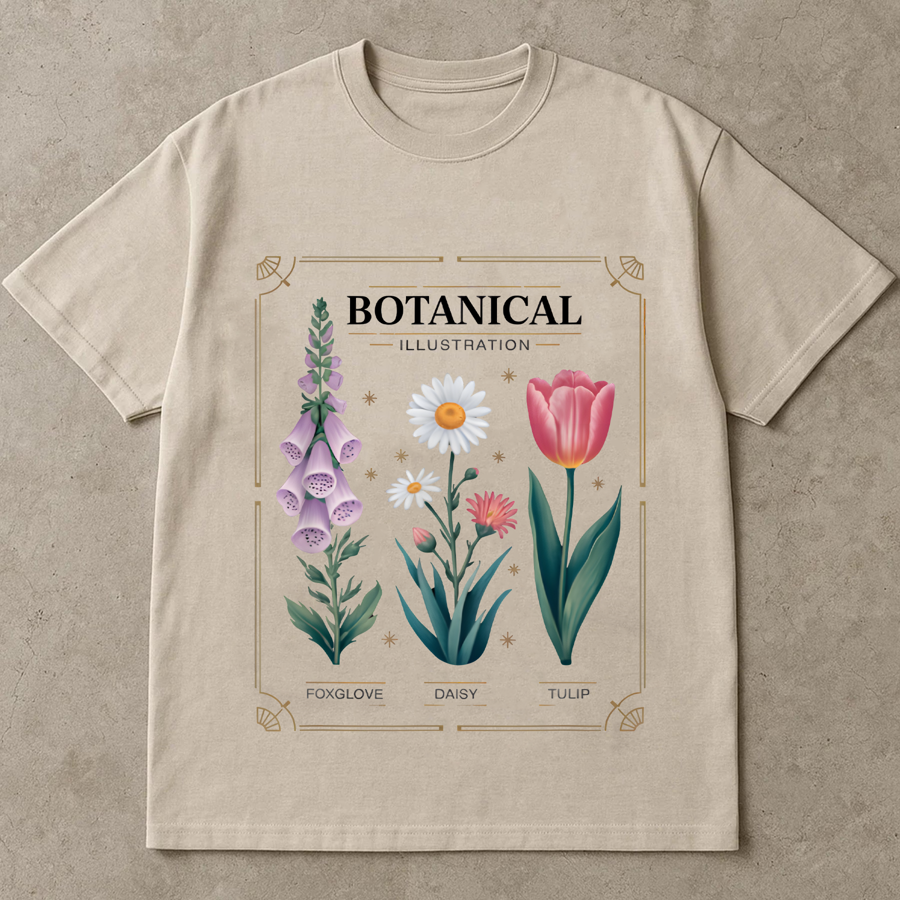 Vintage Botanical Shirt, Floral Graphic Tee, Cottagecore Flower T-Shirt, Aesthetic Plant Tee, Foxglove Daisy Tulip Art