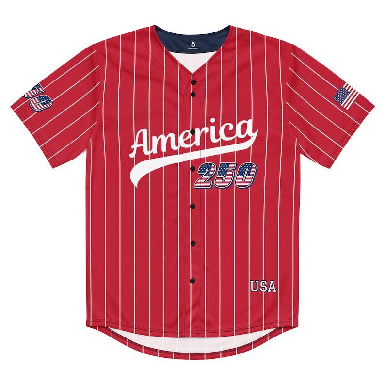Personalized USA 250th Baseball Jersey, Red White and Blue, Custom Patriotic Shirt, Independence Day Apparel, 4th of July Custom Patriotic Baseball Jersey, 250th USA Name Number Shirt. BJPETAL04