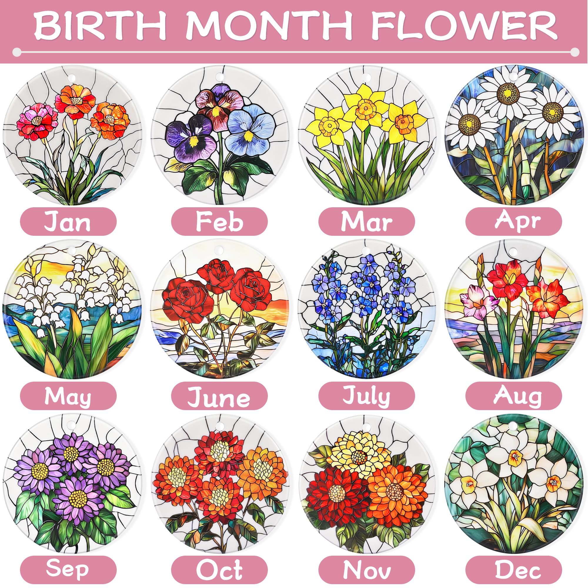 Birth Flower Christmas Ornament, Christmas Tree Ornaments, Keepsake Ornaments, Holiday Decor, Holiday