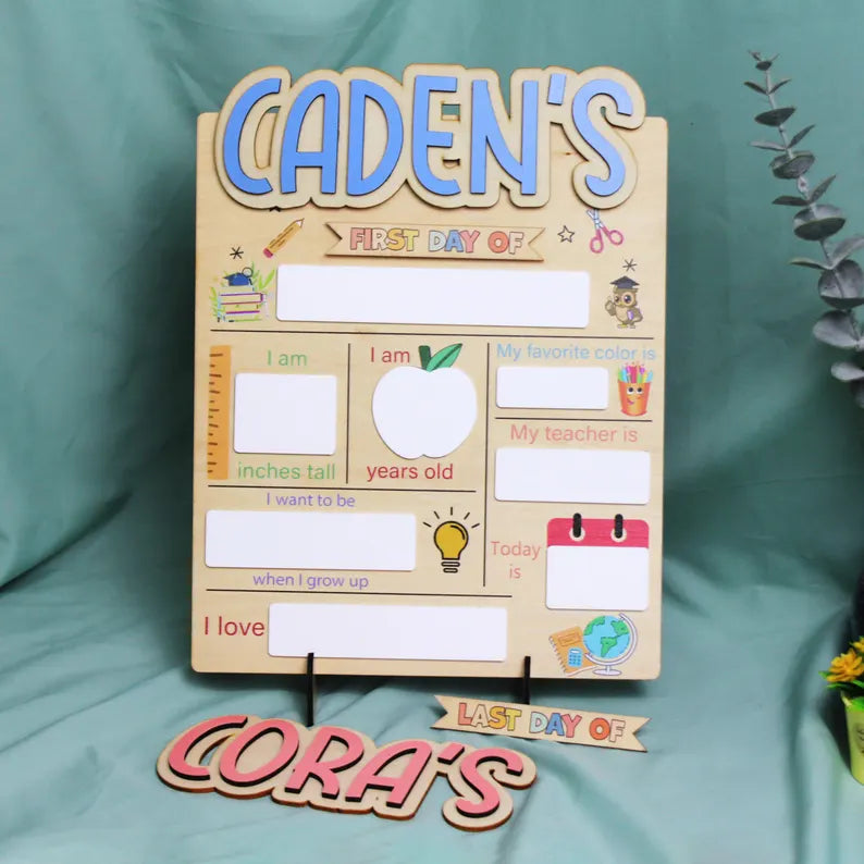 Customizable First and Last Day of School Sign Board, Dry Erase Name Board, Preschool Photo Prop, School Milestone Keepsake. SBPETAL04