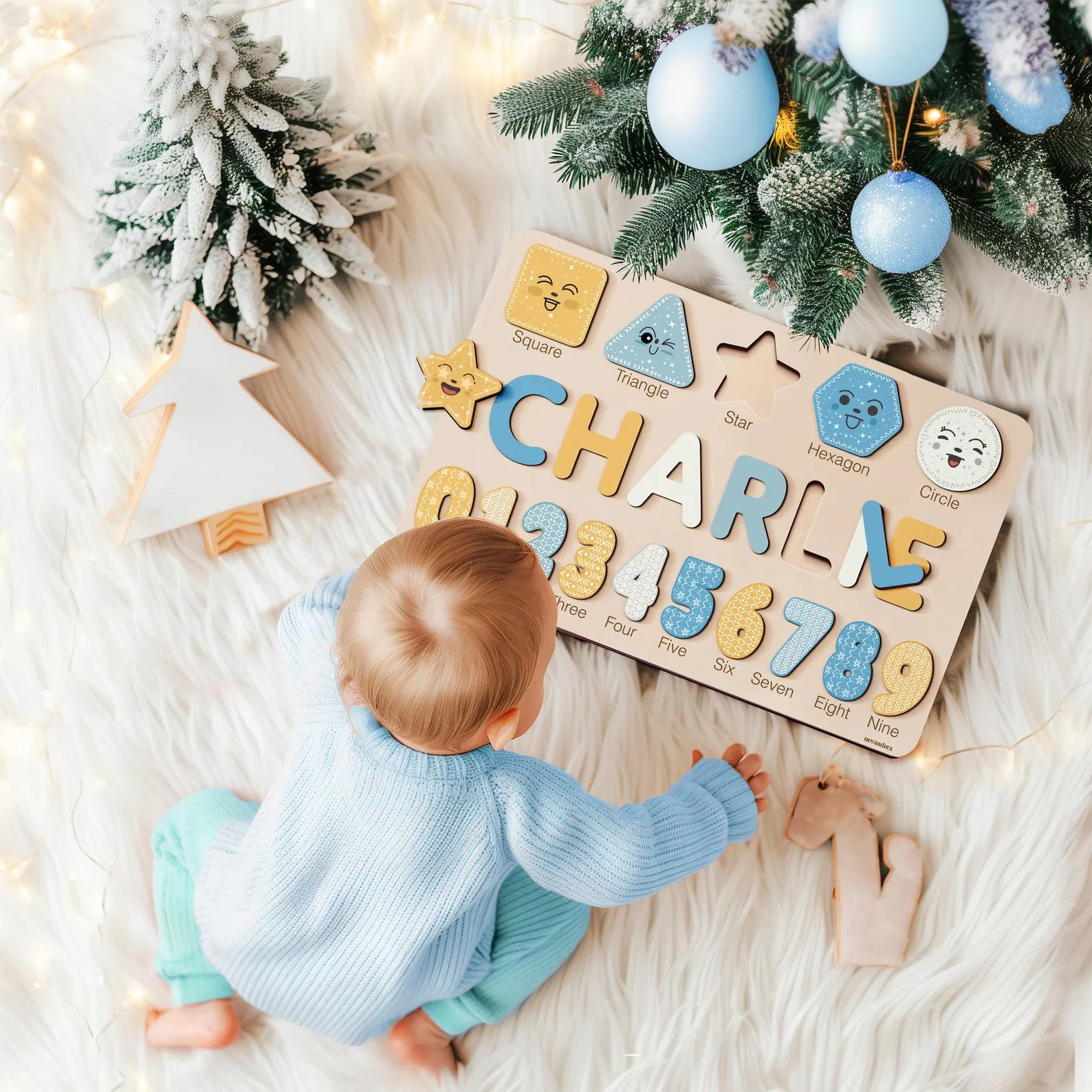 Wooden Busy Board Puzzle, Personalized Name Puzzle Toy, Baby Girl Gift, Nursery Decor, First Easter Gift, Custom Gift, One Year Old Gift. NPPETAL2